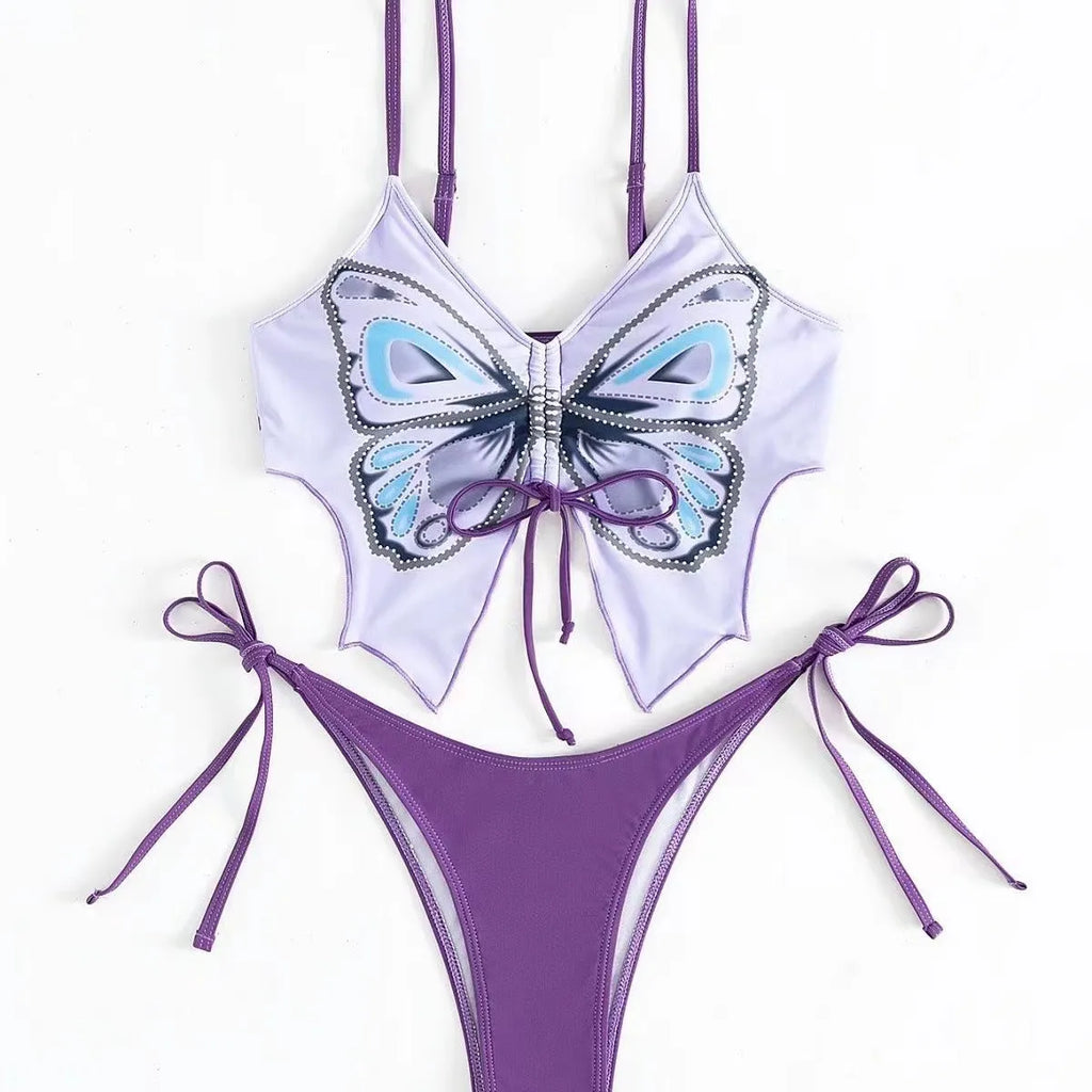 Women's two-piece bikini suit with sleeveless top and briefs in polyester fabric for fitness and swimming