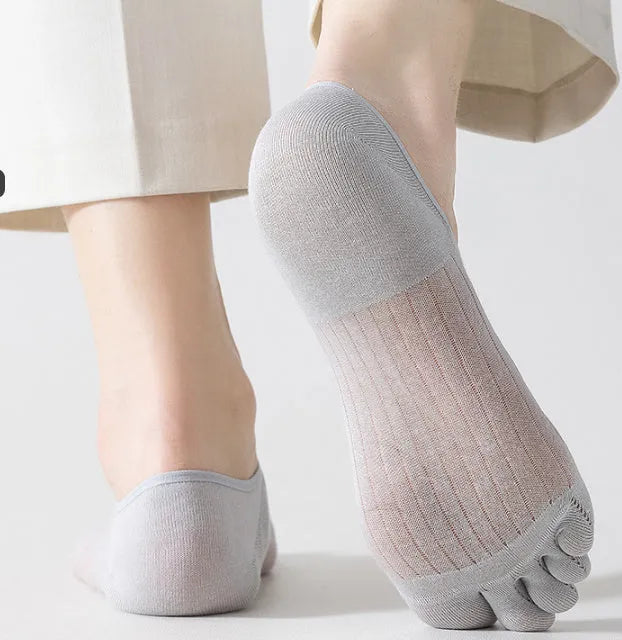 Modal cotton five-finger boat socks in black, dark grey, khaki, light grey and white colours