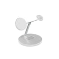 Three in one magnetic wireless charger in black or white, 175x120x85mm, with USB interface and EU US USB outlet options
