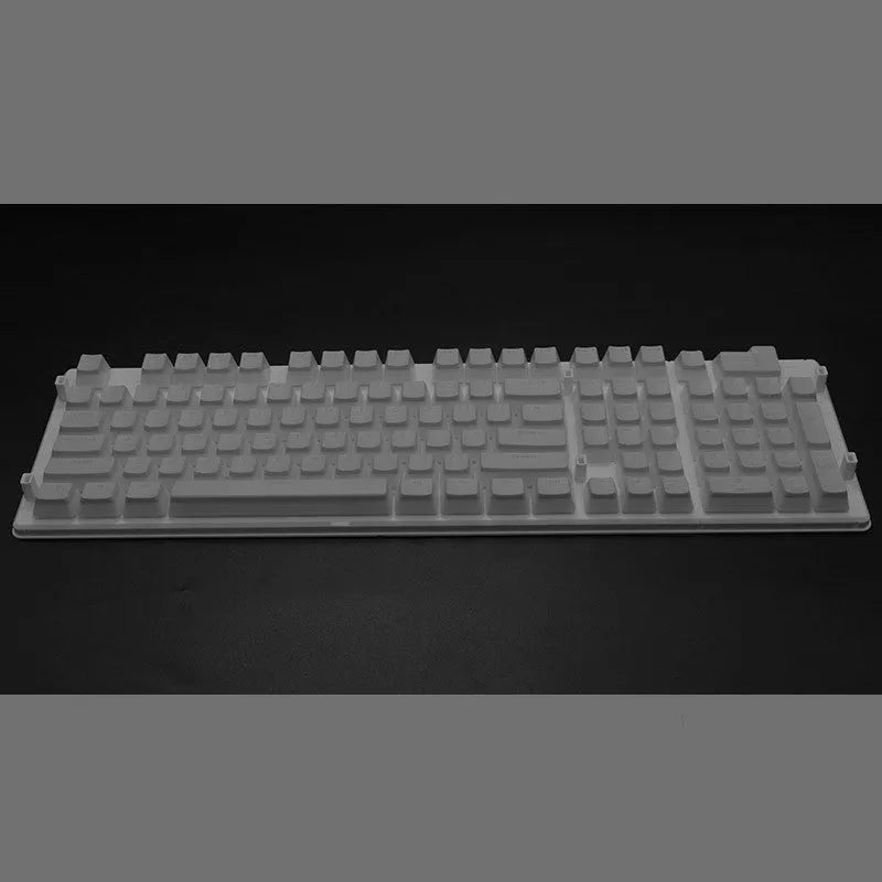 108 key double skin pudding cream PBT translucent mechanical keyboard keycap set showing RGB backlight enhancement
