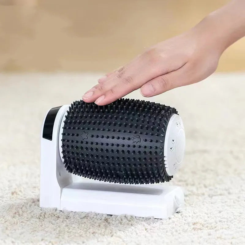 White automatic cat self groomer wall corner brush with USB cable