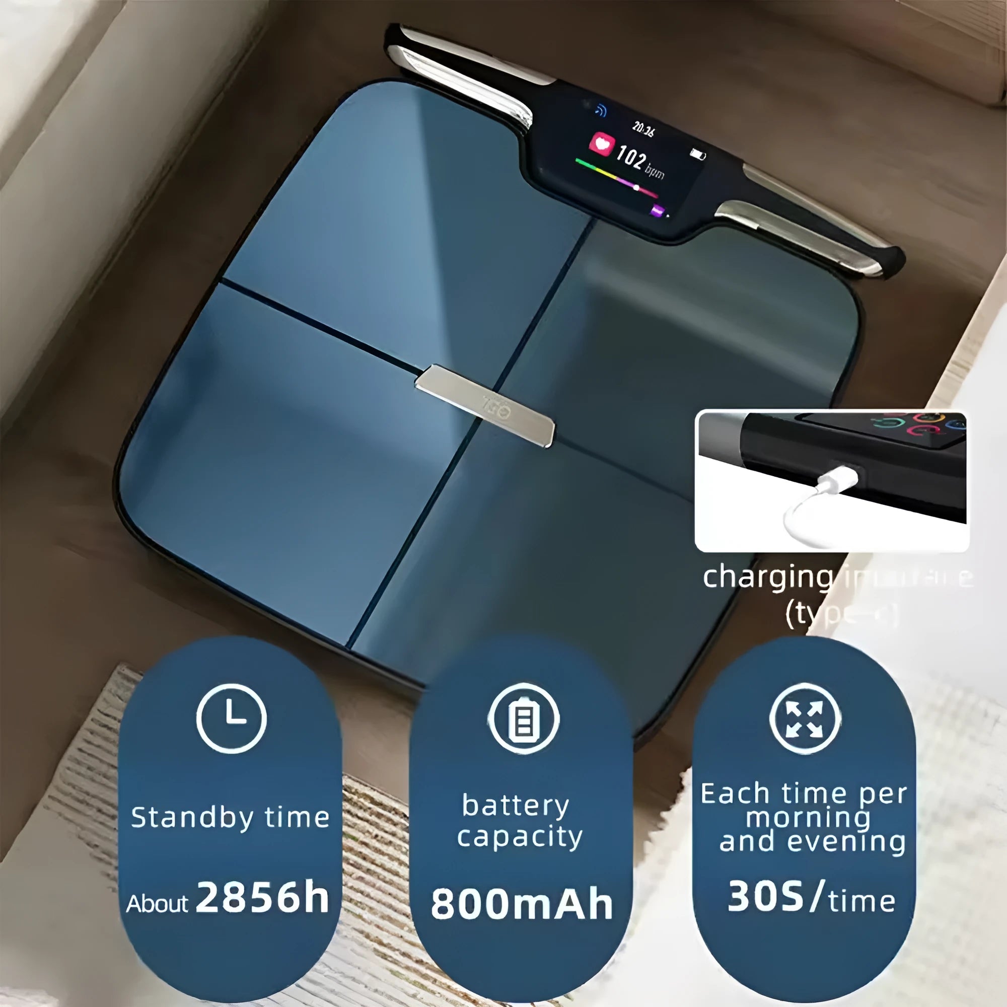 Black eight-electrode intelligent body fat and composition weighing scale