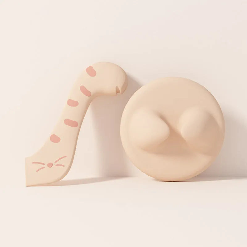 Silicone pet food can sealing lid and multifunctional spoon set in grey pink yellow colours