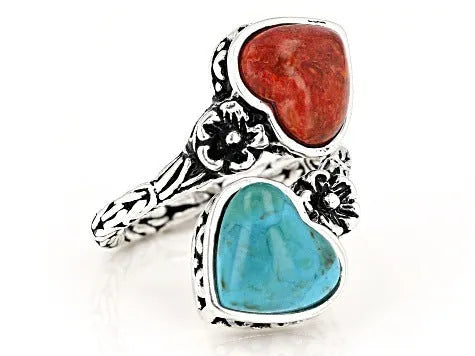 Antique silver alloy turquoise ring for women with insect design, available in sizes 5 to 11
