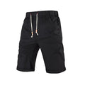Men's solid colour cotton blend summer shorts with drawstring waist and zipper pocket.
