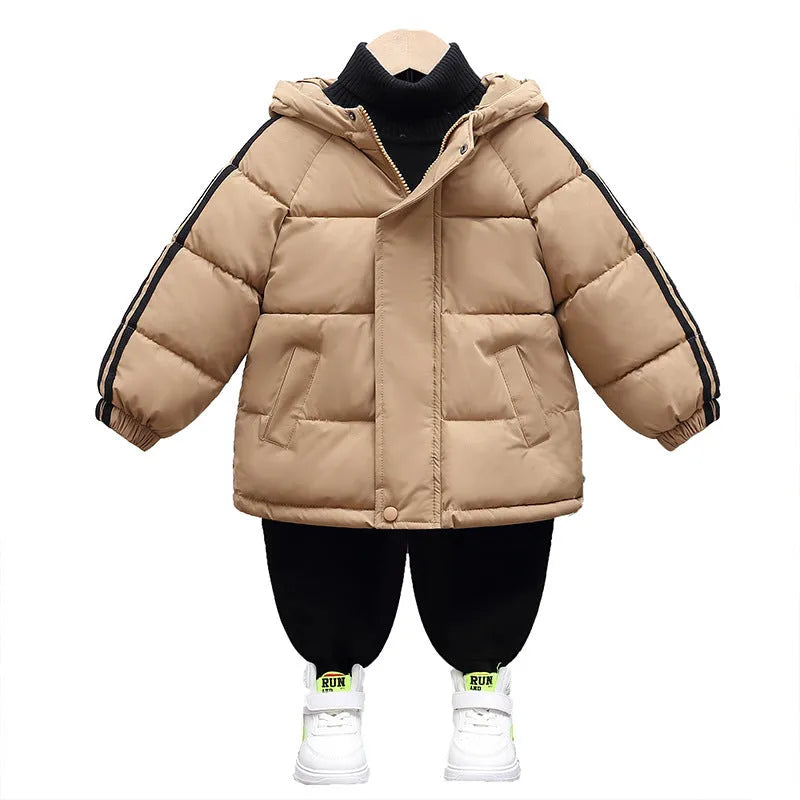 Children's thickened zip-up hooded winter coat in four colours for heights 100-150cm