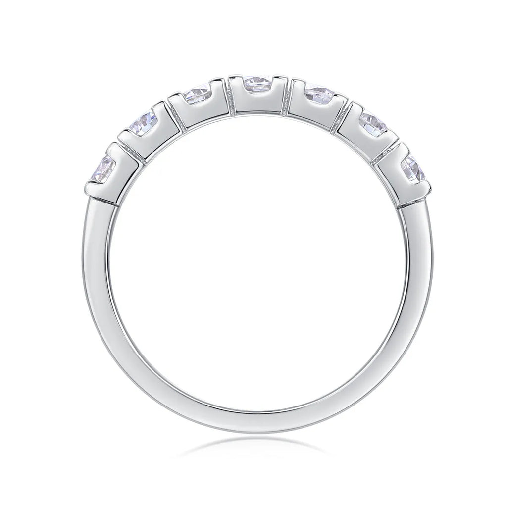 Lucky moissanite wedding ring set in S925 silver with platinum plating, sizes 5-9, gift box and GRA certificate.