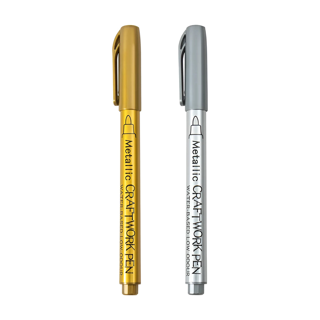 14cm metal paint pen with gold and silver ink options in plastic shell