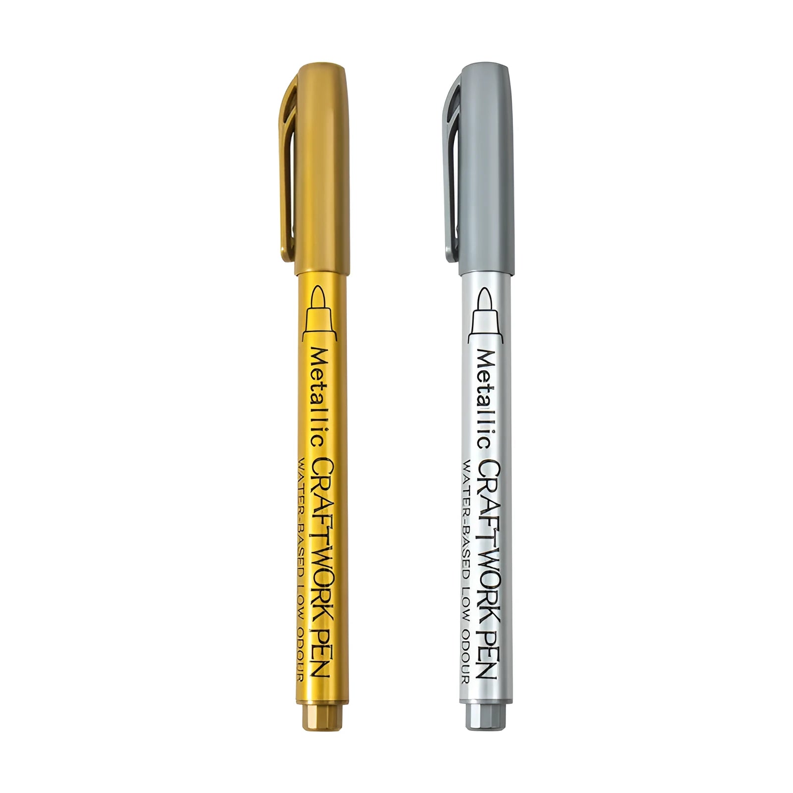 14cm metal paint pen with gold and silver ink options in plastic shell