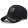 Embroidered cotton baseball cap in black with plain weave finish