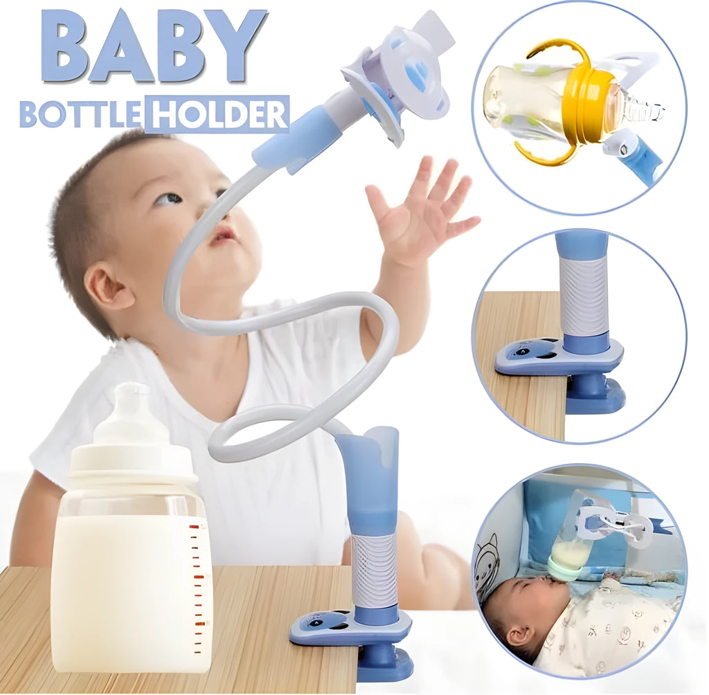 Blue extendable feeding bracket extended to 1.05 metres for nursing mothers