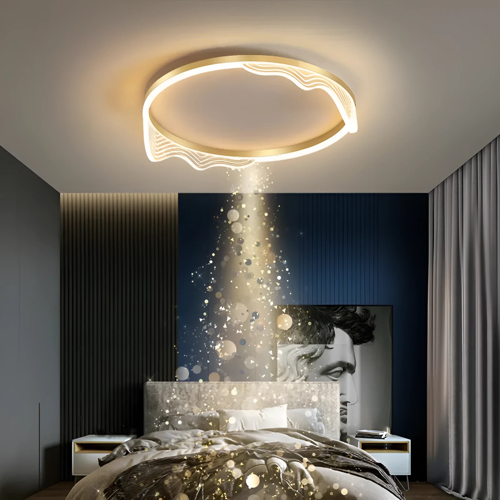 50cm acrylic ceiling light in gold or coffee finish with remote control for living room, bedroom, study