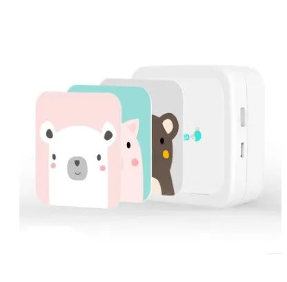 Thermal pocket bluetooth printer 79x79x40mm, pink or white, with 900mAh battery