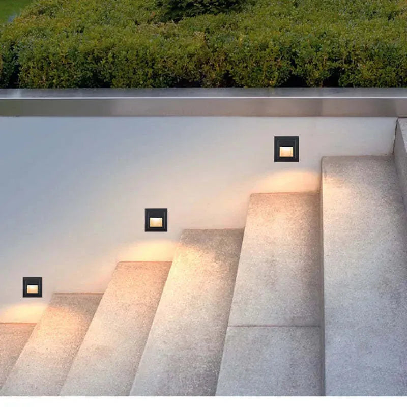 3W LED infrared sensor lamp with aluminium shell, 90x90mm, for outdoor stair and corridor night lighting