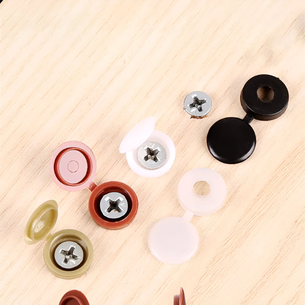 Plastic die cast furniture screw cover for three-in-one eccentric connectors, pack of 100 pieces, brown colour