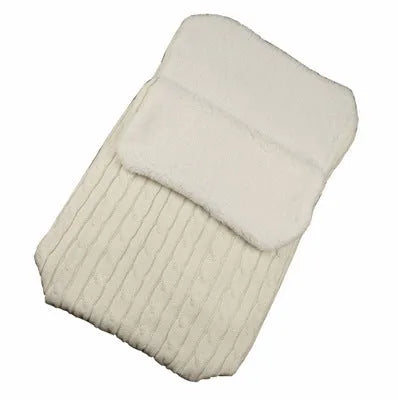 Envelope-style baby stroller sleeping bag in a plain colour, shown on a pram with lamb cashmere lining visible.
