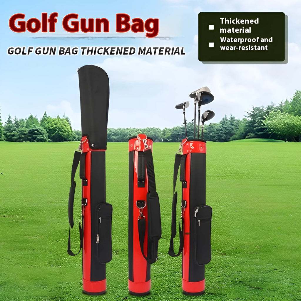 Large capacity leather golf bag in yellow and red for golf club storage