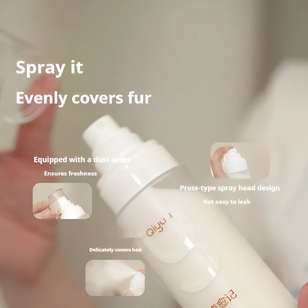 Qiyuu Protein Spray 120ml bottle for pet dog and cat wash-free grooming