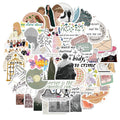 50 waterproof adhesive stickers with graffiti cartoon designs for luggage and notebooks measuring 4-6cm