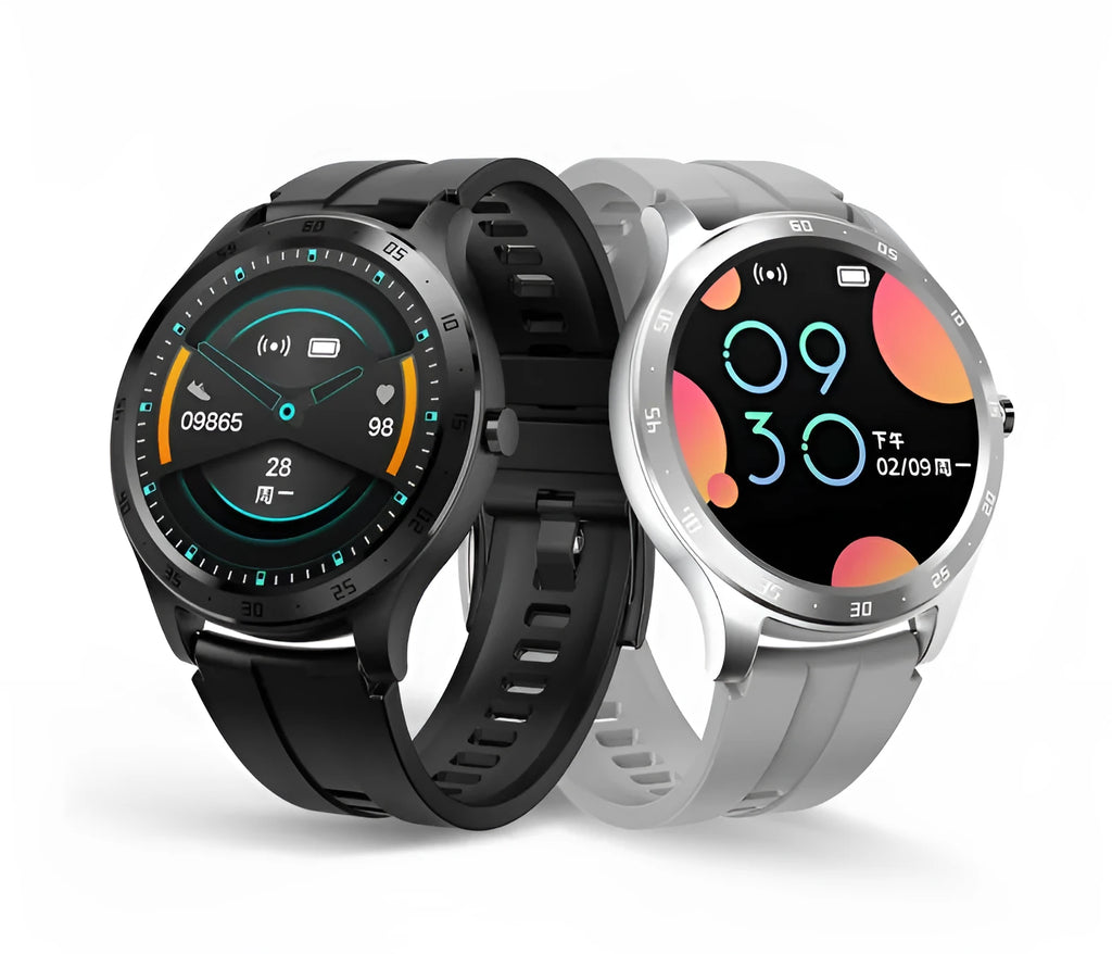 S20 sleep smart fitness bracelet with 1.28-inch colour screen on a wrist, shown in black, grey, and pink colour options.