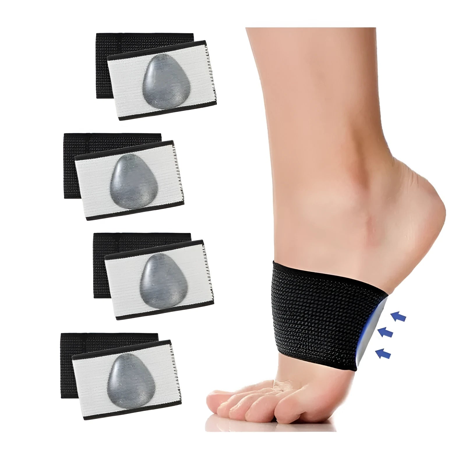 Elastic foot bandage with removable heart pad arch support for men and women