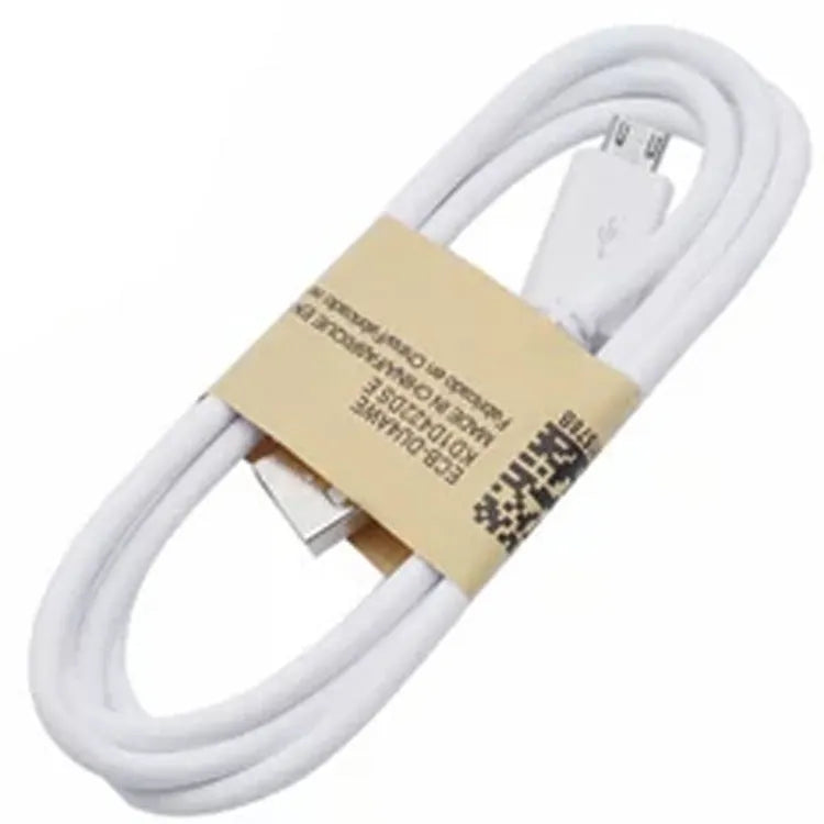 Black and white Android smartphone Micro USB data cable with 1 metre length for charging and data transfer