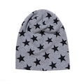 Little star pattern infant hexagonal cap in blue cotton knit, breathable winter beanie for babies