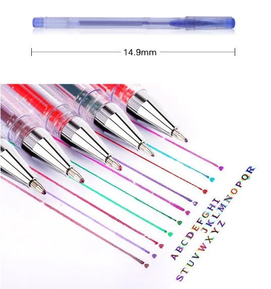 Pack of colour gel pens highlighting the large 2.2mm inner diameter ink reservoir.