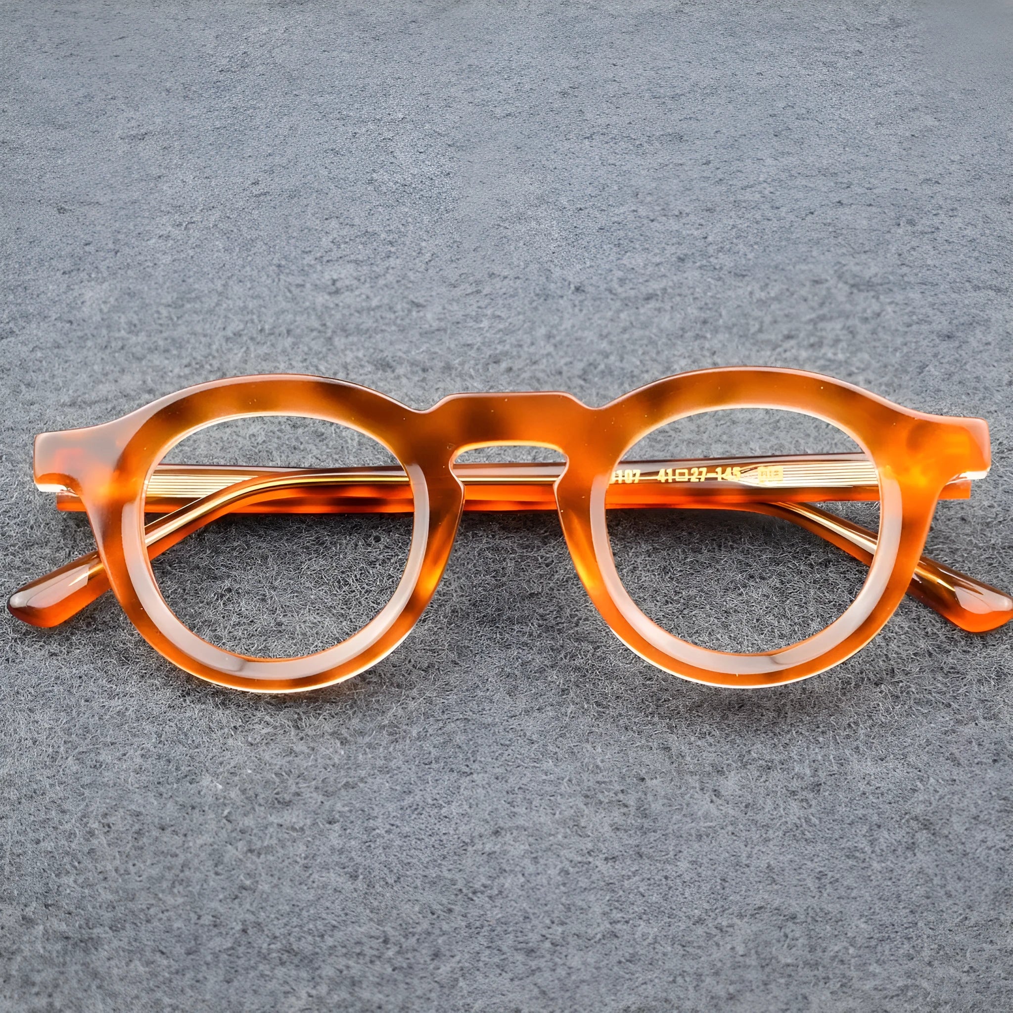 Hip-hop fashion plate frame glasses with thick sebum colour stitching detail and plastic lenses