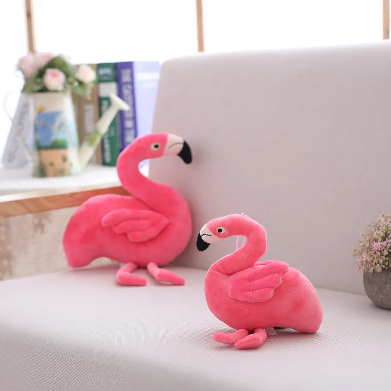 Pink flamingo plush toy with short plush fabric and PP cotton filling, 24cm length