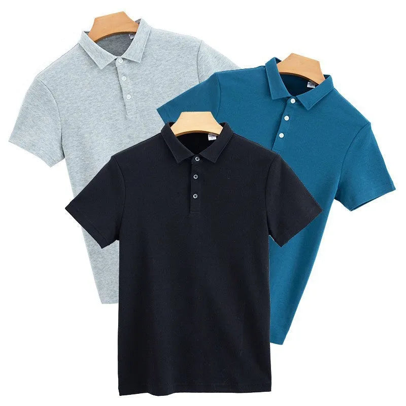 230g double-sided cotton men's short-sleeve polo shirt in solid colours, sizes S to 5XL