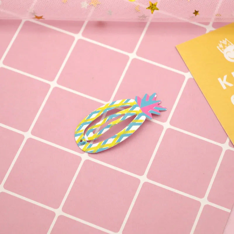 Metal children's barrette hair clip with colourful watermelon design