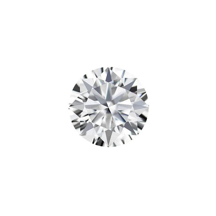 Round loose moissanite gemstone with eight hearts and eight arrows cut on a grey background