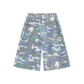 Camouflage colour cotton cropped work trousers with front pockets and straight leg