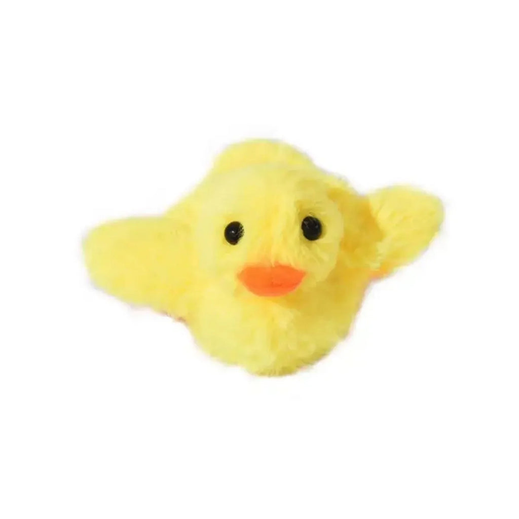 Yellow flapping duck cat toy with vibration sensor and removable plush cover