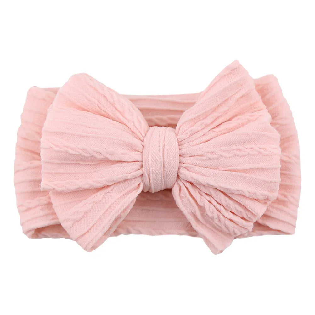 Soft stretchy nylon handmade baby headband with bow for newborn and toddler girls