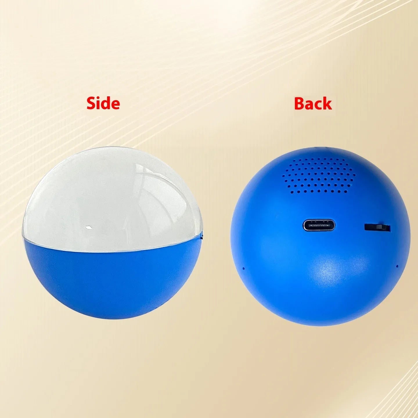 2.1-inch round screen electronic ball video player in orange, blue, white, pink, or black plastic casing with pull-wheel control