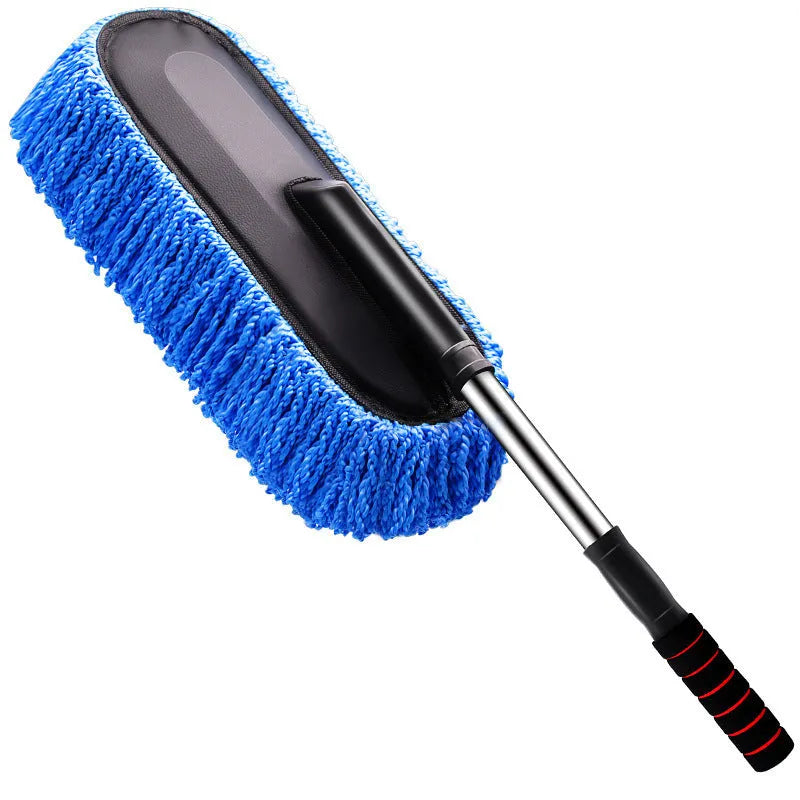 Retractable car wash mop with nano fibre head, 75cm to 86cm extending handle, blue or grey OPP bag option