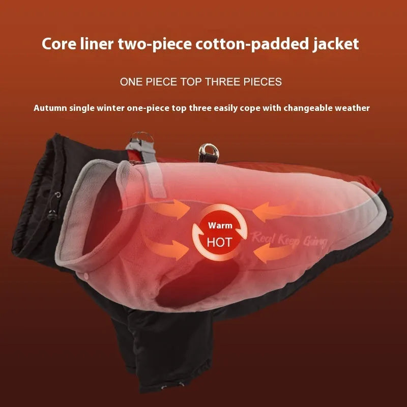 Polar fleece liner dog jacket with separate liner in multiple colour options and sizes