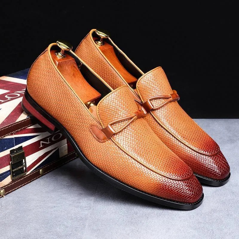 Big Yards men leather shoes solid colour black plain toe cow split leather oversleeve style