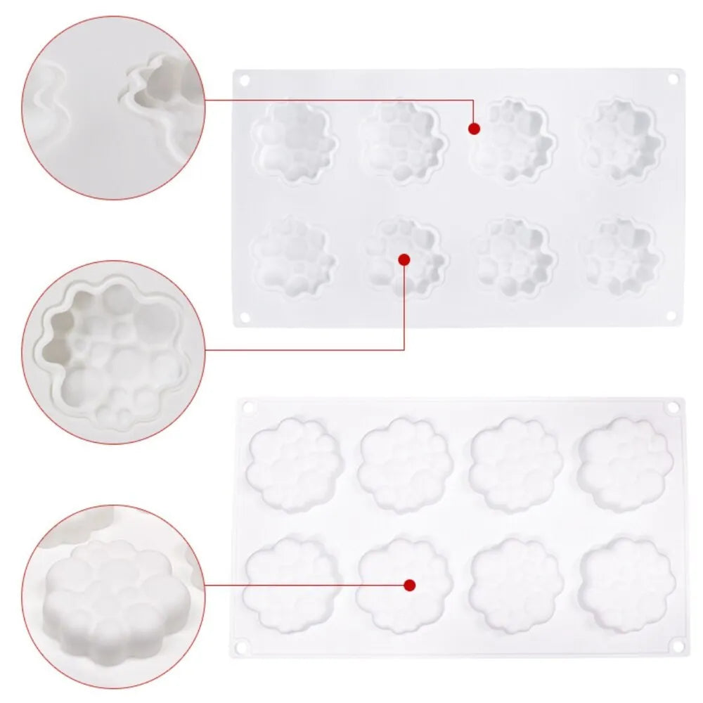 Round silicone cake mould with 8 bubble tower pattern for baking and dessert making