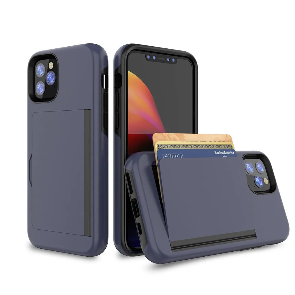 Solid colour mobile phone case for iPhone 11 series in black, red, pink, dark blue, blue, or purple