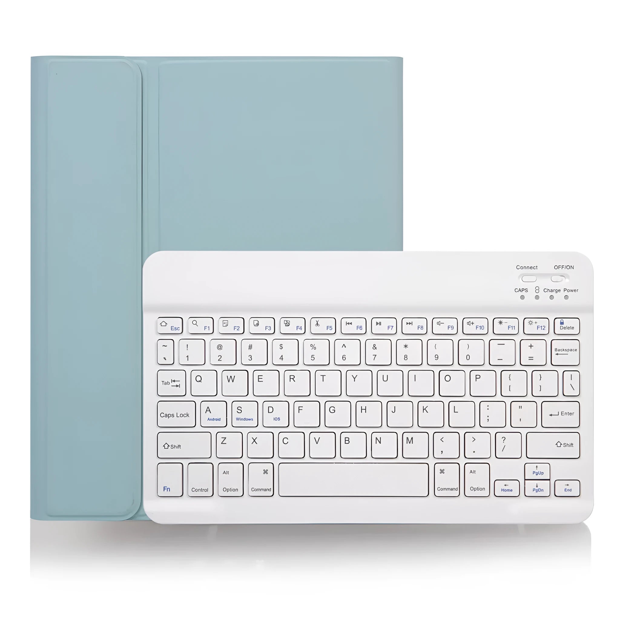 Wireless Bluetooth mechanical keyboard with split leather protective case in compact 60% layout