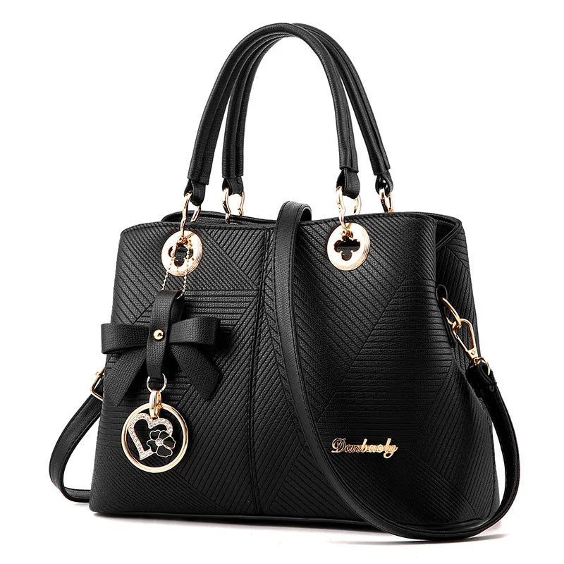 Retro fashion handbag in PU leather with a single shoulder strap and zipper closure.