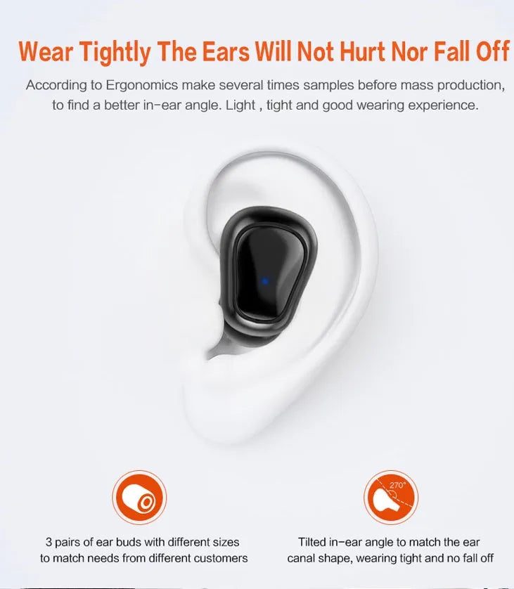 Bluetooth 5.0 True Wireless Stereo sports headphones with compact charging case