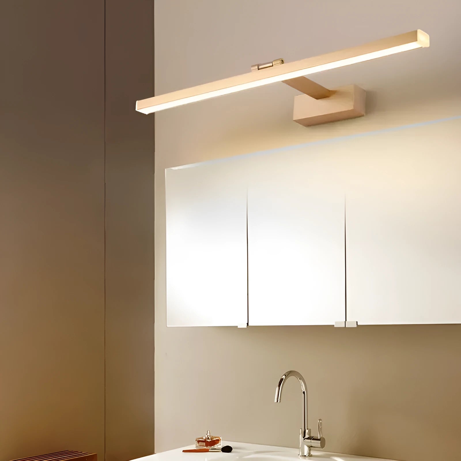 Front LED mirror cabinet lamp, waterproof, aluminium alloy, 40-120cm, black coffee gold silver brown
