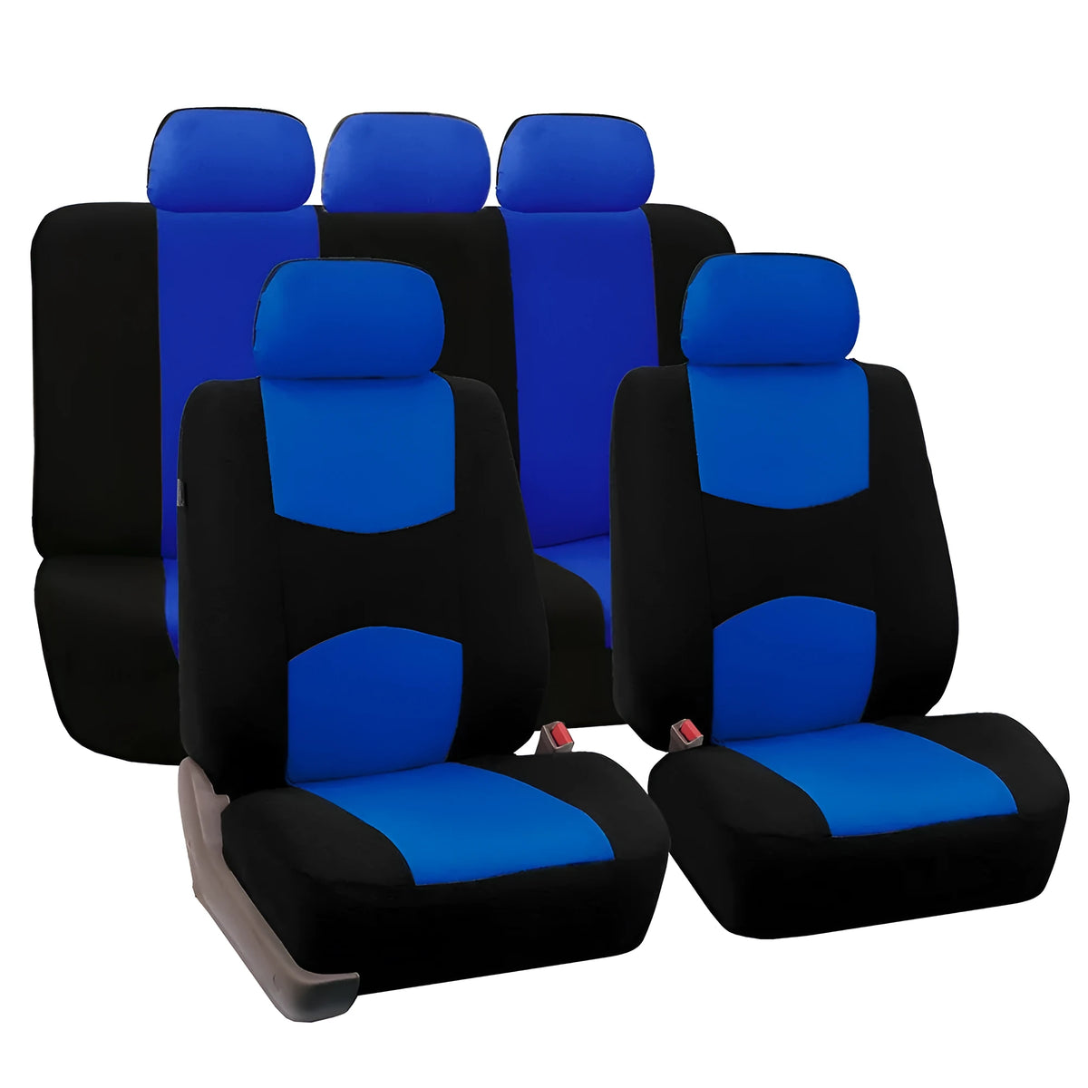 5-seater car seat cover set in black with headrest covers and metal hooks, universal fit for most cars