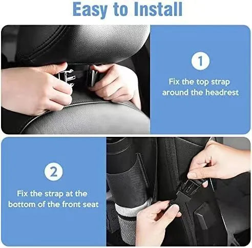 Black Oxford cloth car seat back buggy bag showing 42x30cm hanging storage organiser for vehicles