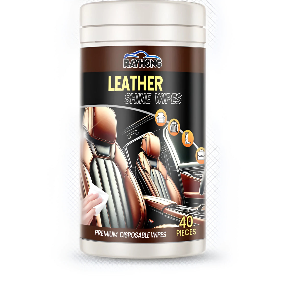 Car leather cleaning wipes pack of 40, each 8.5x12.8cm, for removing oil film from car interior leather