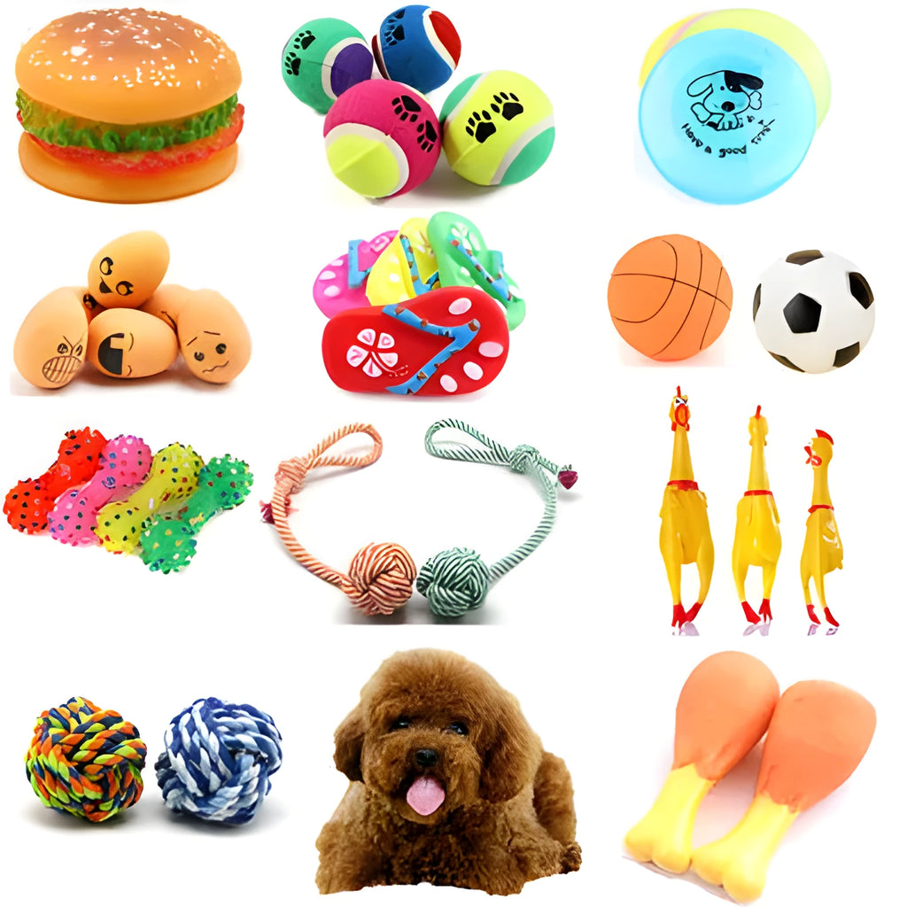 Pet dog toy ball vinyl squeaky in multi-colour pattern for dogs and cats